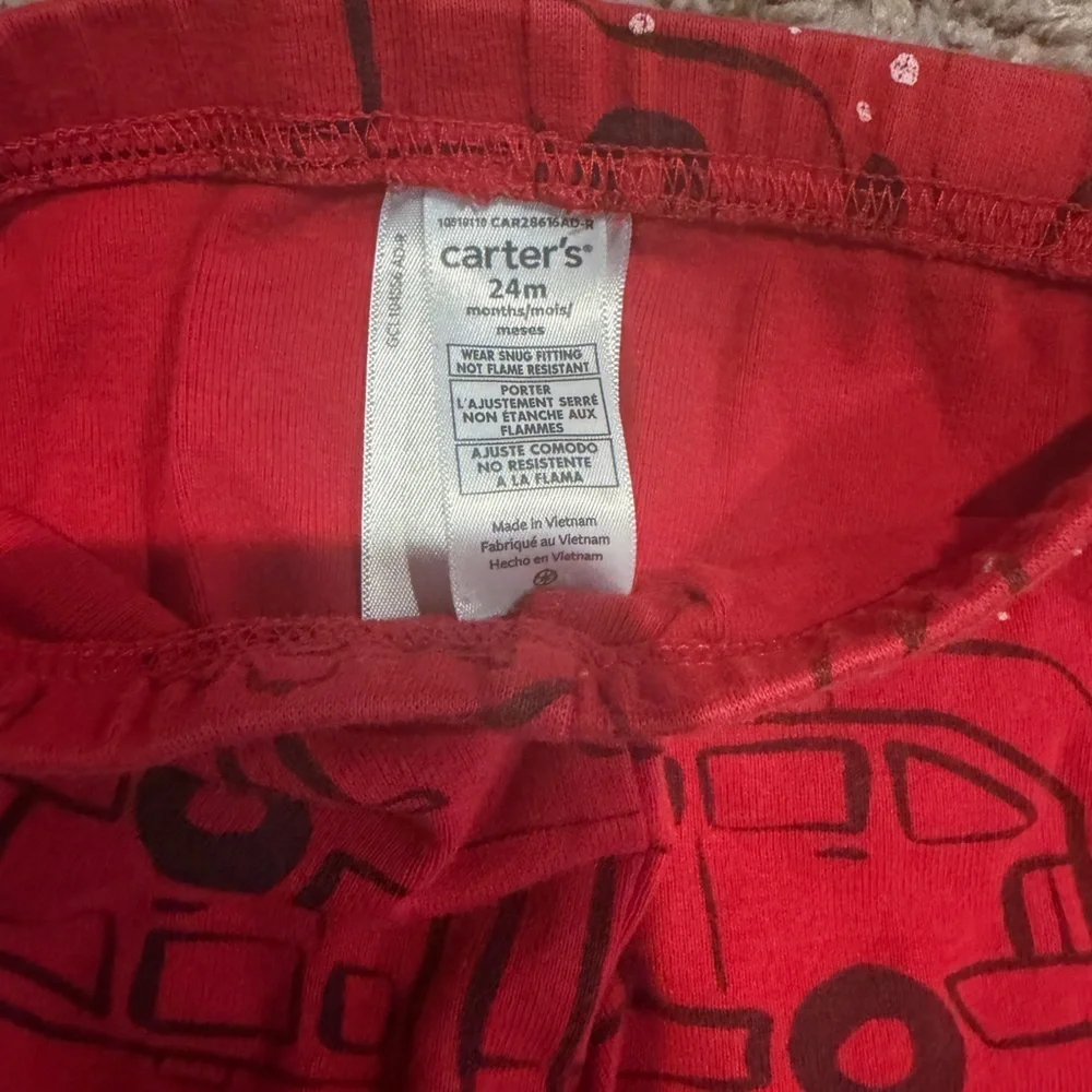 Preloved Carter's Red Pajama Set with Vehicle Design